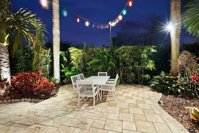 view of patio at night