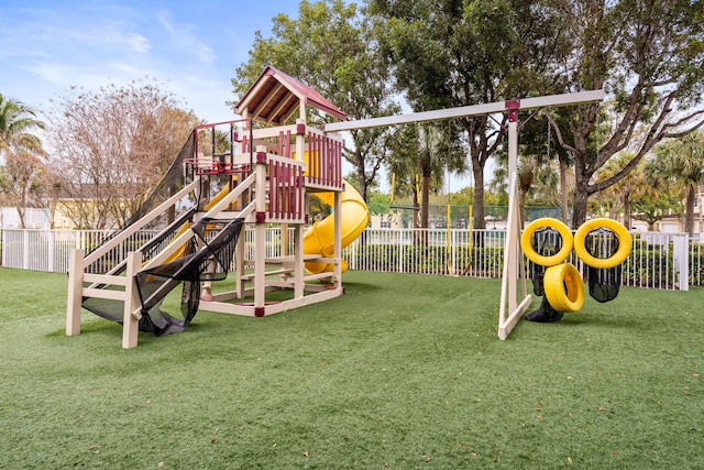 view of playground featuring a yard