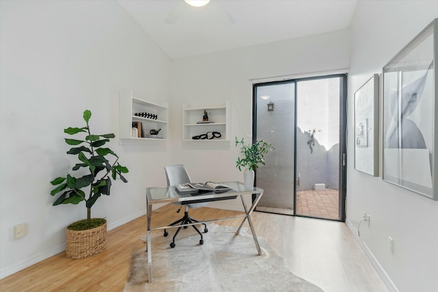 office area featuring hardwood / wood-style floors