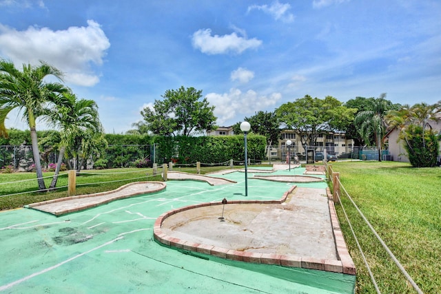 view of community featuring a lawn