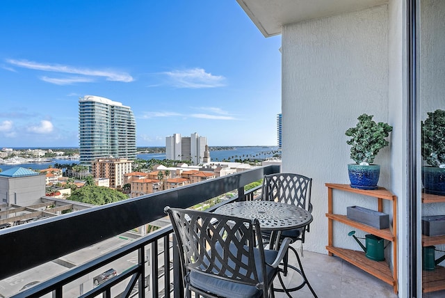 balcony with a water view