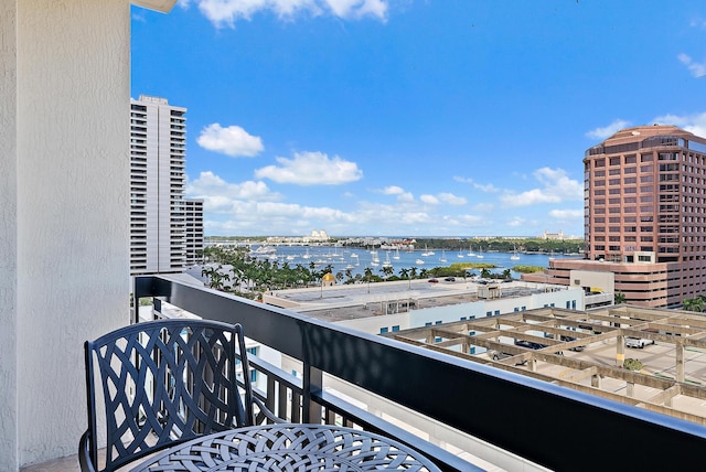 balcony with a water view