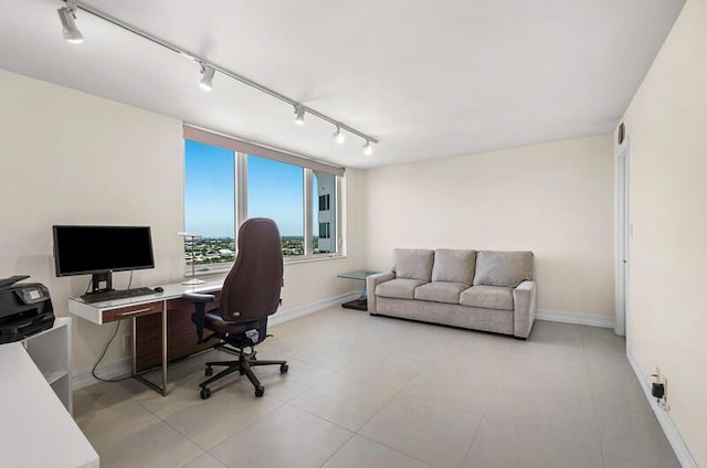 office with light tile patterned flooring