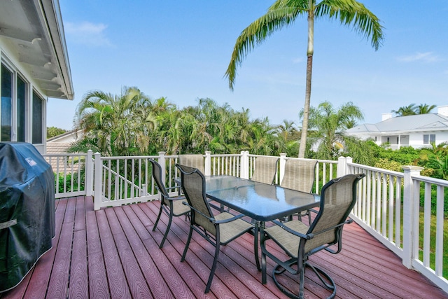 deck featuring grilling area