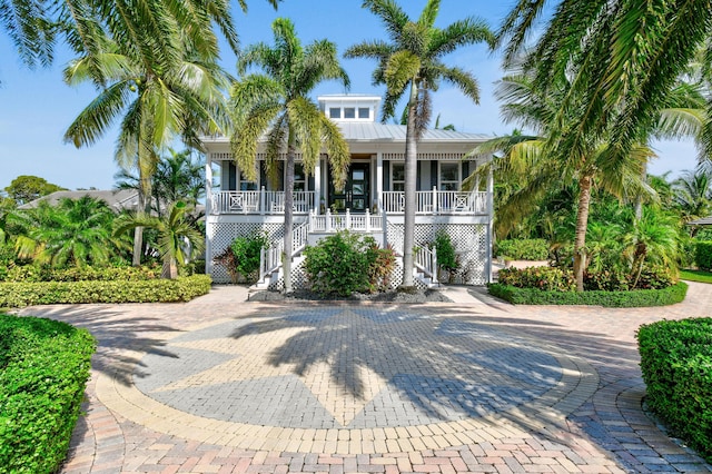 coastal home with a porch