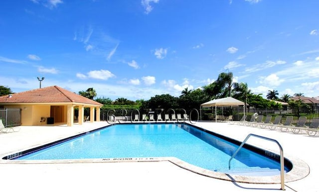 view of swimming pool with a patio