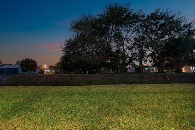 view of yard at dusk