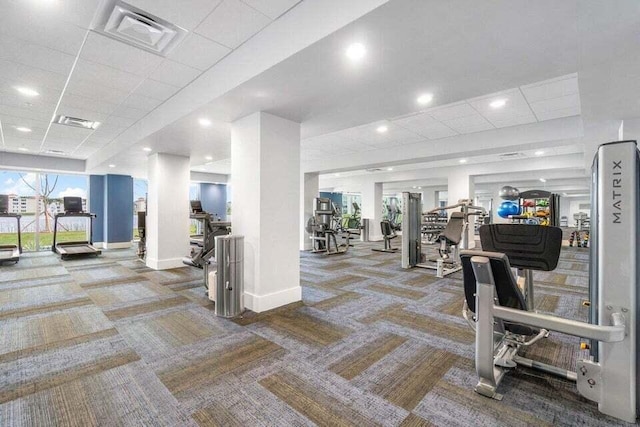 gym with carpet floors