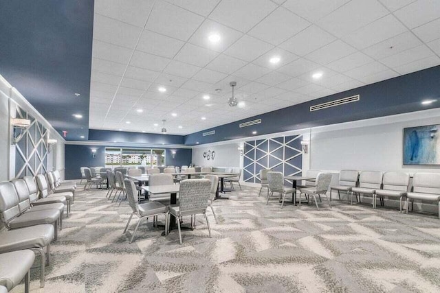 view of carpeted dining room