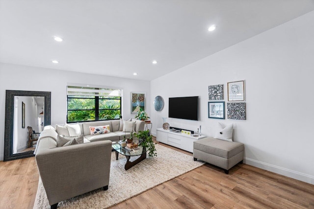 living room featuring light wood-type flooring