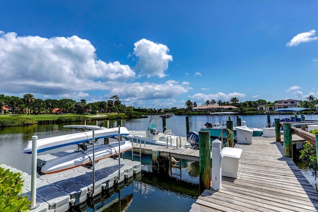 dock area featuring a water view