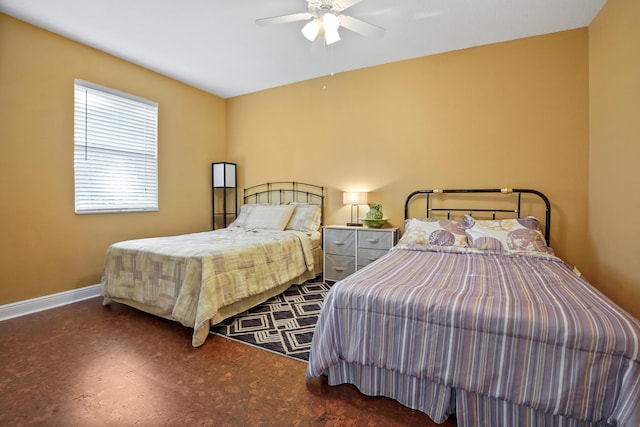 bedroom featuring ceiling fan