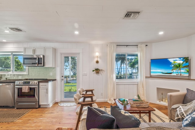 living room featuring light hardwood / wood-style flooring