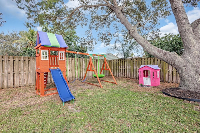 view of play area with a yard