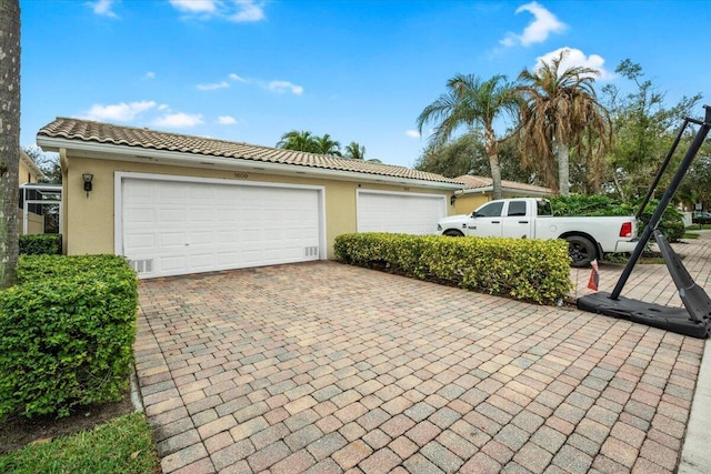 exterior space featuring a garage