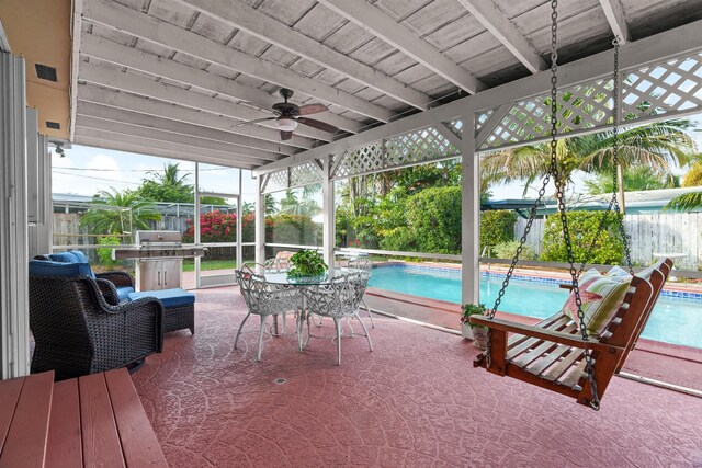 view of patio / terrace with ceiling fan