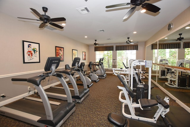 workout area featuring a wealth of natural light