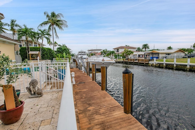 view of dock featuring a water view