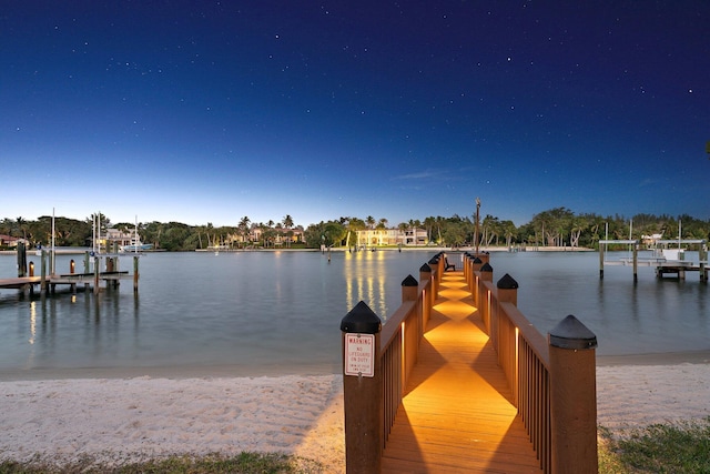 view of dock featuring a water view