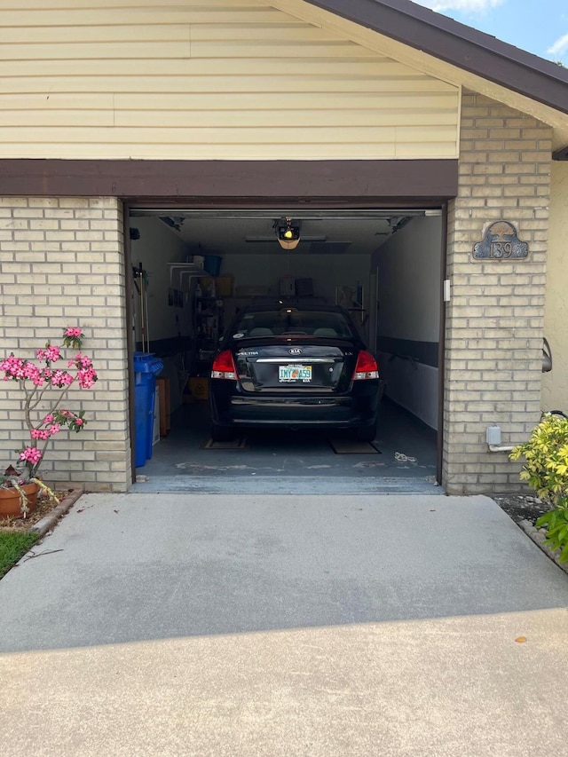 garage with a garage door opener