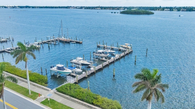 property view of water featuring a dock