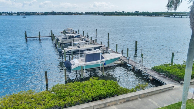 view of dock featuring a water view