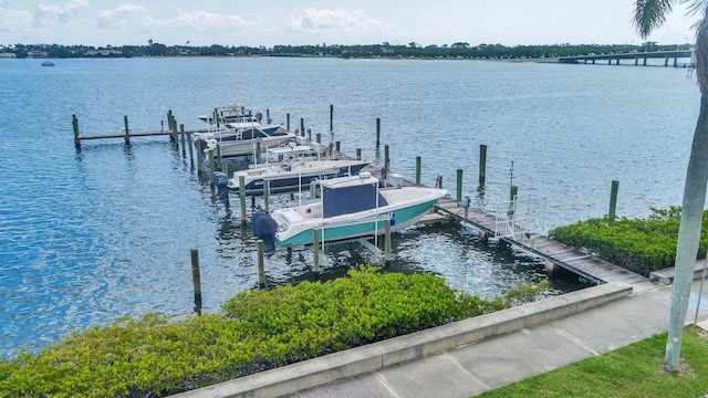 dock area featuring a water view