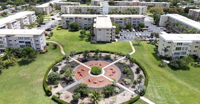 bird's eye view with a city view