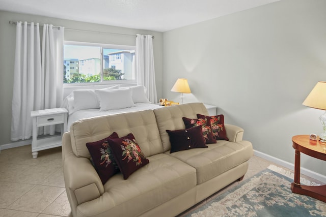 tiled bedroom with baseboards