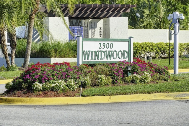 view of community sign