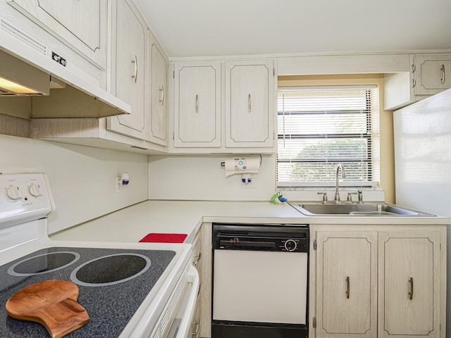 kitchen featuring sink and white appliances