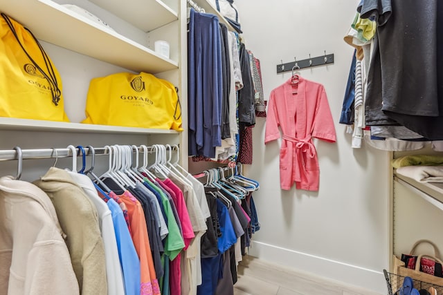 spacious closet with light wood-type flooring