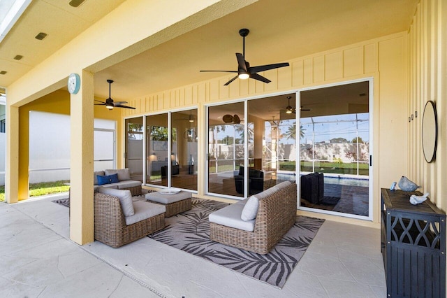 view of patio / terrace with ceiling fan