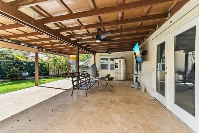 view of patio / terrace featuring ceiling fan