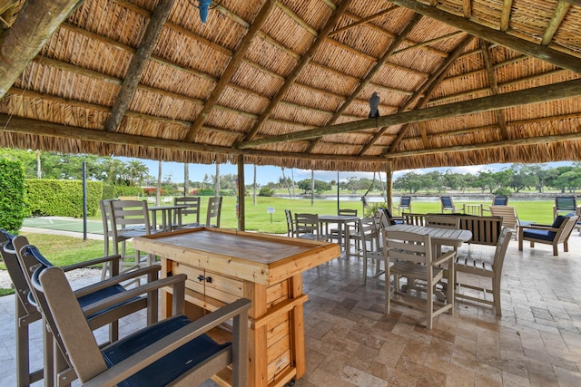 view of patio featuring a gazebo