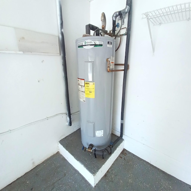 utility room featuring electric water heater