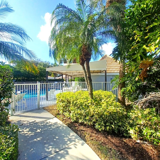 exterior space featuring a pool