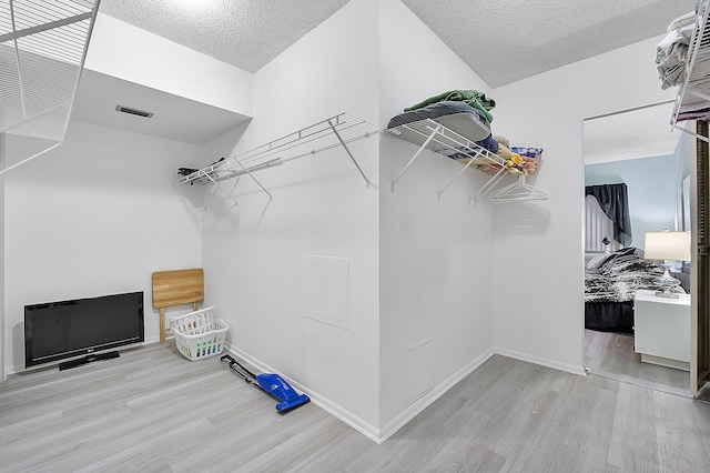 spacious closet featuring light wood-type flooring