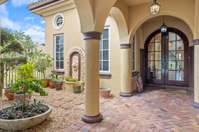 doorway to property with french doors