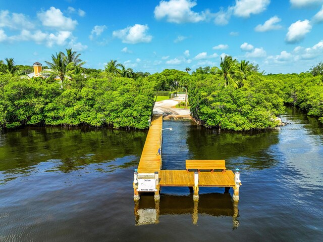 view of dock featuring a water view