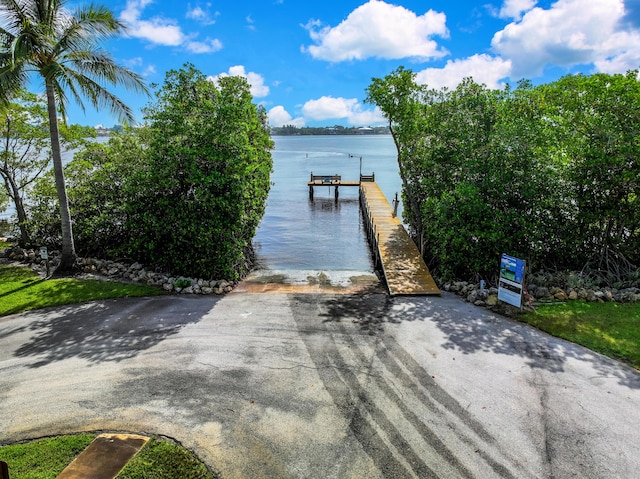 dock area featuring a water view