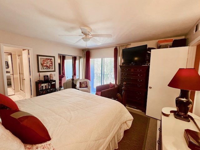 bedroom featuring ceiling fan