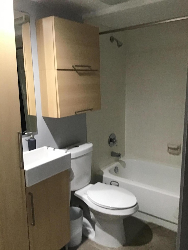 full bathroom featuring vanity, toilet, and tub / shower combination