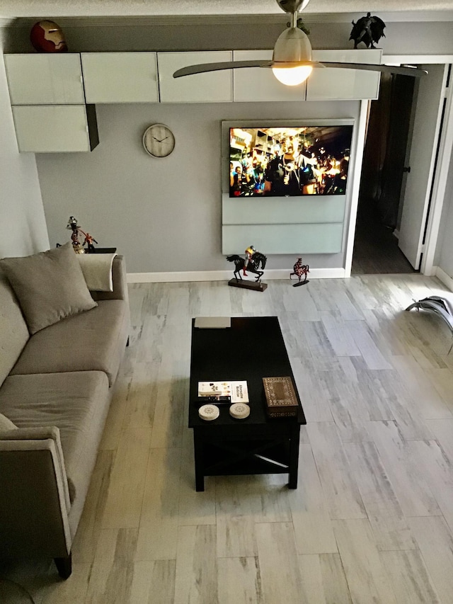 living room with light wood-type flooring