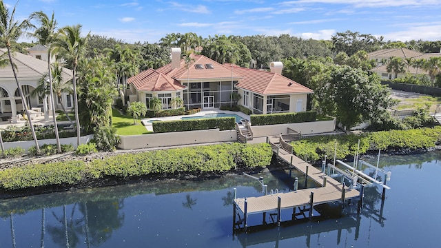 exterior space featuring a water view