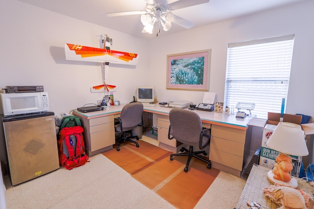 home office with ceiling fan