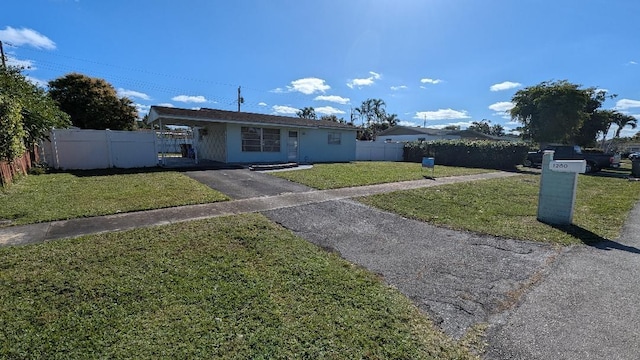 view of front of property with a front lawn