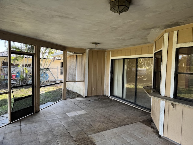 view of unfurnished sunroom