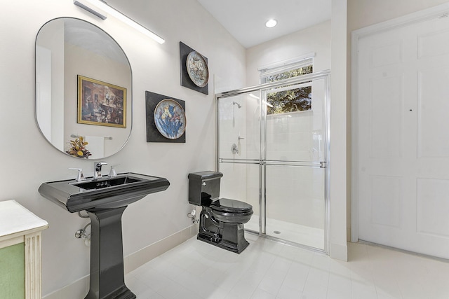 bathroom featuring walk in shower