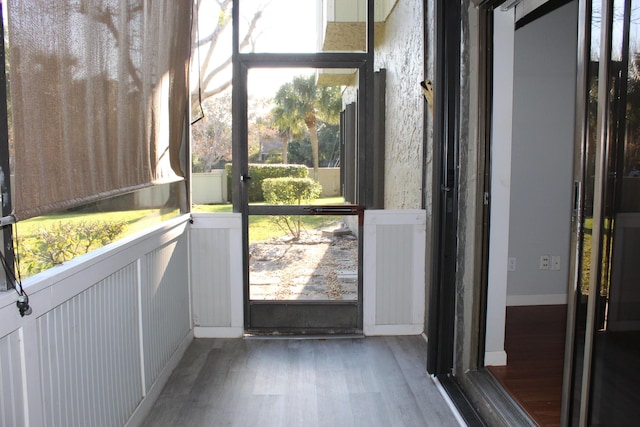 entryway with dark hardwood / wood-style flooring